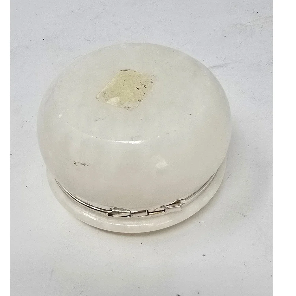 Vtg Italian alabaster trinket box jewelry ring box cottagecore floral